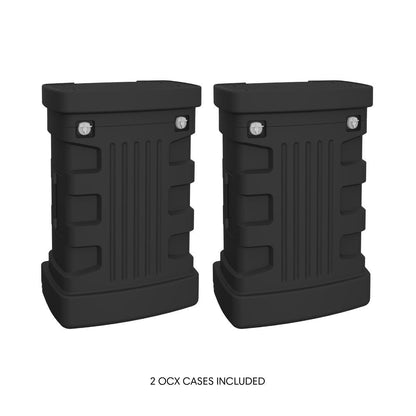 Two rugged cases for secure transport and storage at trade shows and exhibitions