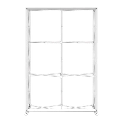 Trade show pop-up display frame with collapsible metal structure for exhibitions and events