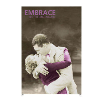 Embrace push-fit tension fabric display featuring a vintage romantic couple for trade shows and exhibitions