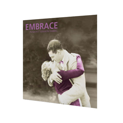 5ft tall tabletop push-fit tension fabric display for trade shows featuring vintage couple embrace design