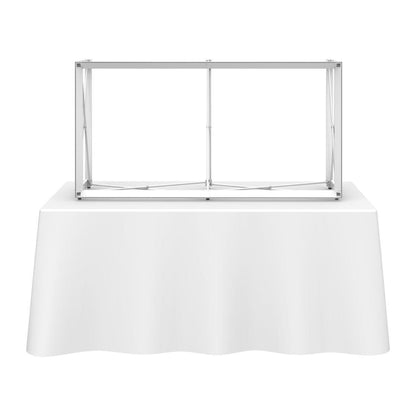 Compact tabletop display frame setup ideal for trade show booths and special event exhibits