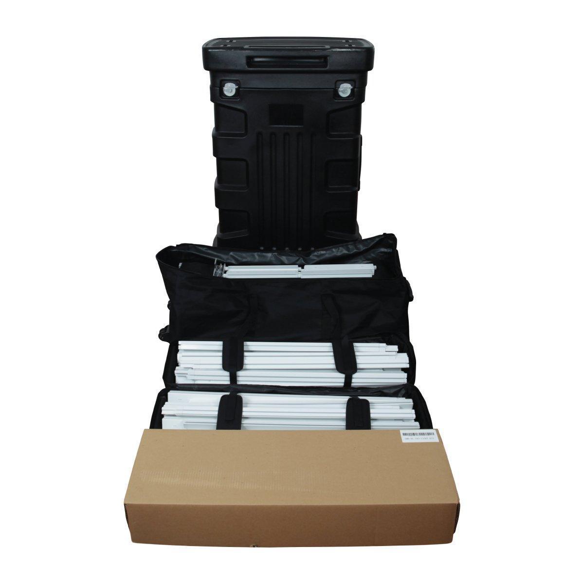 Trade show display frame kit with carrying case and packing box for exhibitions and events