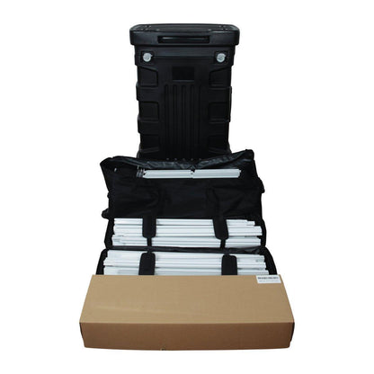 Trade show display frame kit with carrying case and packing box for exhibitions and events