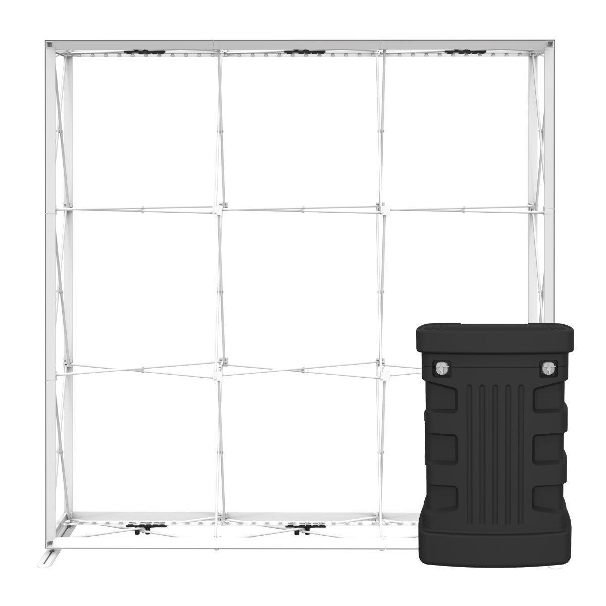 Portable backlit display frame with carrying case for trade shows and exhibitions