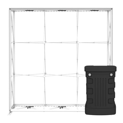 Portable backlit display frame with carrying case for trade shows and exhibitions