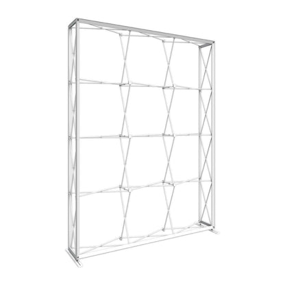 Extra tall frame display structure for trade shows with lightweight metal supports