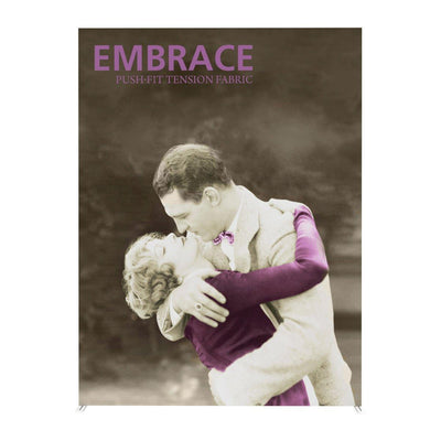 7.5ft extra tall trade show fabric display featuring vintage couple embracing, ideal for exhibitions and events