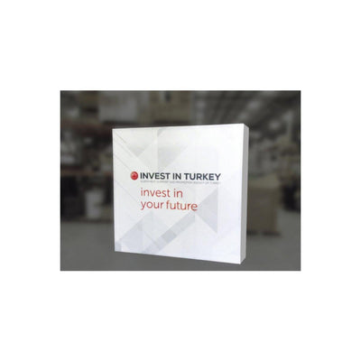 Compact trade show display booth featuring Invest in Turkey branding for exhibitions and events