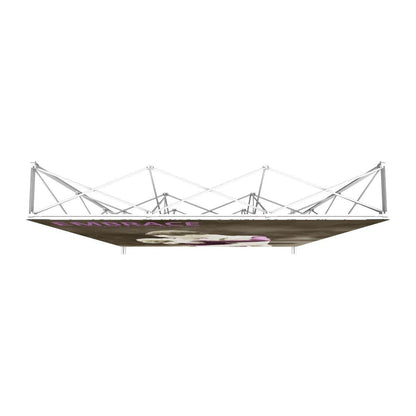 Collapsible trade show display frame with large printed canopy for exhibitions and events