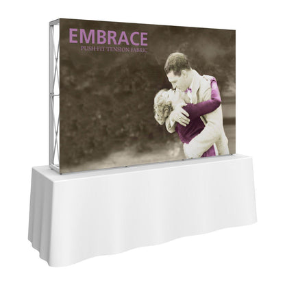 7.5ft tabletop fabric display with vintage embrace image for trade shows exhibitions and events