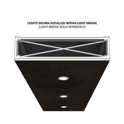 Trade show light kit with recessed lights installed within a canopy frame for event booth illumination