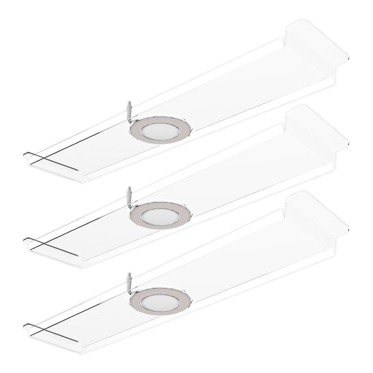 Set of three modular lighting panels with round spotlights for trade shows and exhibitions