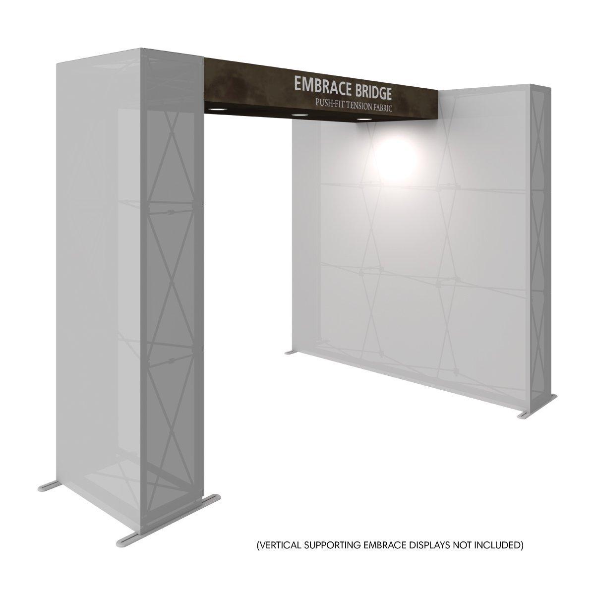 Trade show embrace bridge with push-fit tension fabric for exhibitions and special events