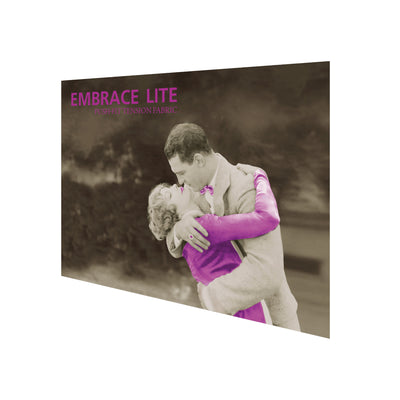 Large fabric tension display featuring romantic vintage couple image for trade shows and exhibitions