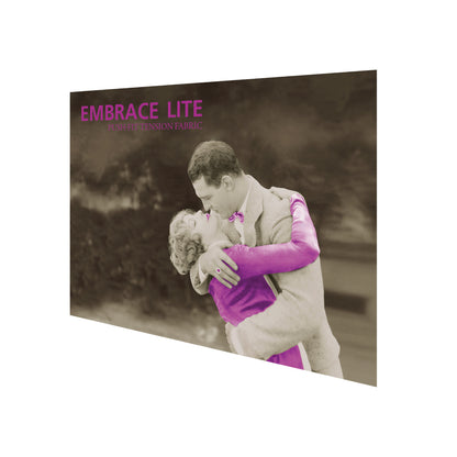 Large fabric tension display featuring romantic vintage couple image for trade shows and exhibitions