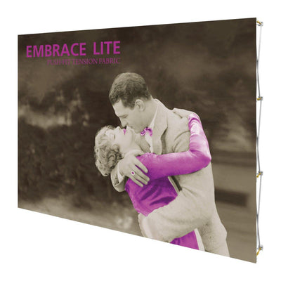 Embrace Lite push-fit tension fabric display for trade shows featuring vintage couple artwork