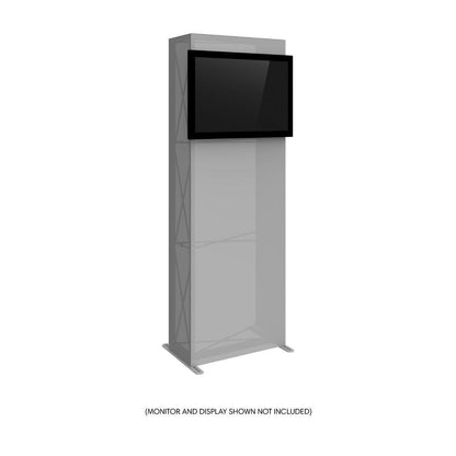 Monitor mount stand designed for trade shows and exhibitions with signage display setup