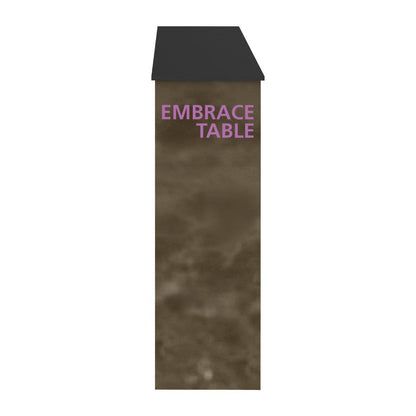 Tall trade show table with branded wrap and canopy for exhibitions and special events