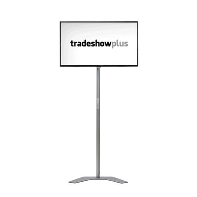 Adjustable monitor stand designed for trade shows and exhibitions with stable base