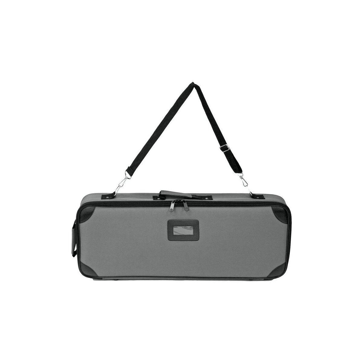 Compact carrying case with shoulder strap designed for trade shows and exhibitions