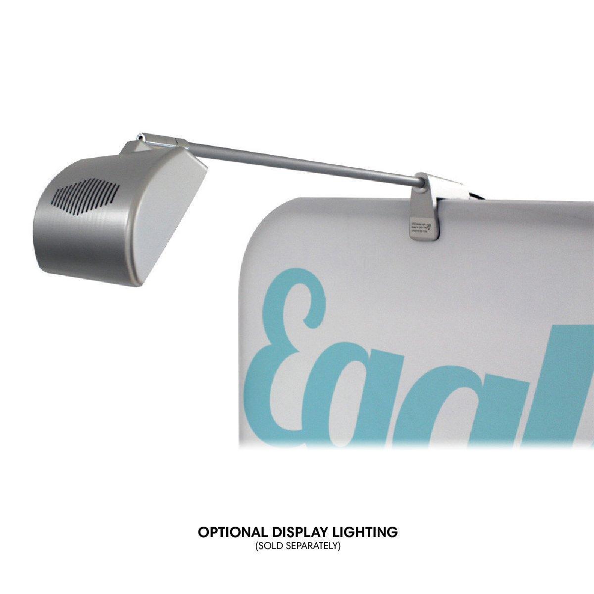 Trade show fabric display with optional adjustable clip-on lighting for exhibitions and events