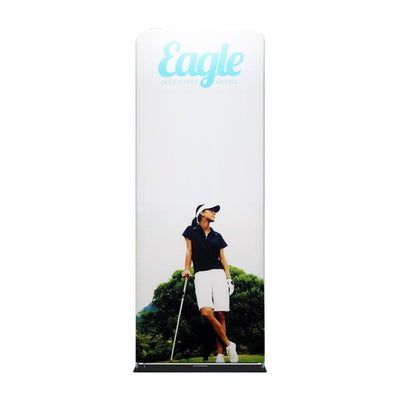 Fabric trade show display featuring golf-themed graphic for exhibitions and special events