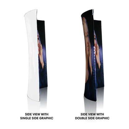Curved 10ft tension fabric display for trade shows with single and double side graphic options