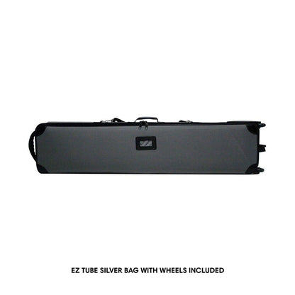 Long carrying case with handle and wheels for trade show displays and exhibition equipment