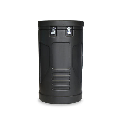 Durable hard case container with secure metal latches for trade shows and exhibitions