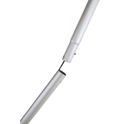 Close-up of curved aluminum tube connector for trade show displays and exhibition setups