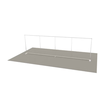 Long straight display frame for trade shows and exhibitions on floor base