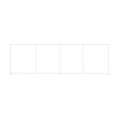 Large modular frame banner display for trade shows and exhibitions with four connected sections