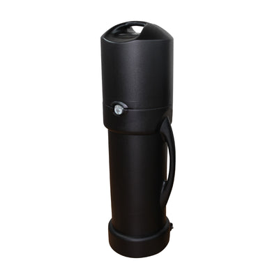 Portable cylindrical display case with handle for trade shows and special events