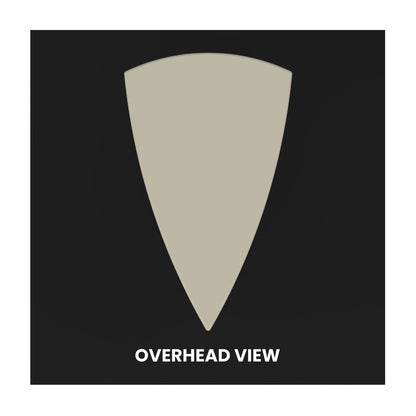 Overhead view of a shield-shaped trade show tower for exhibitions and special events