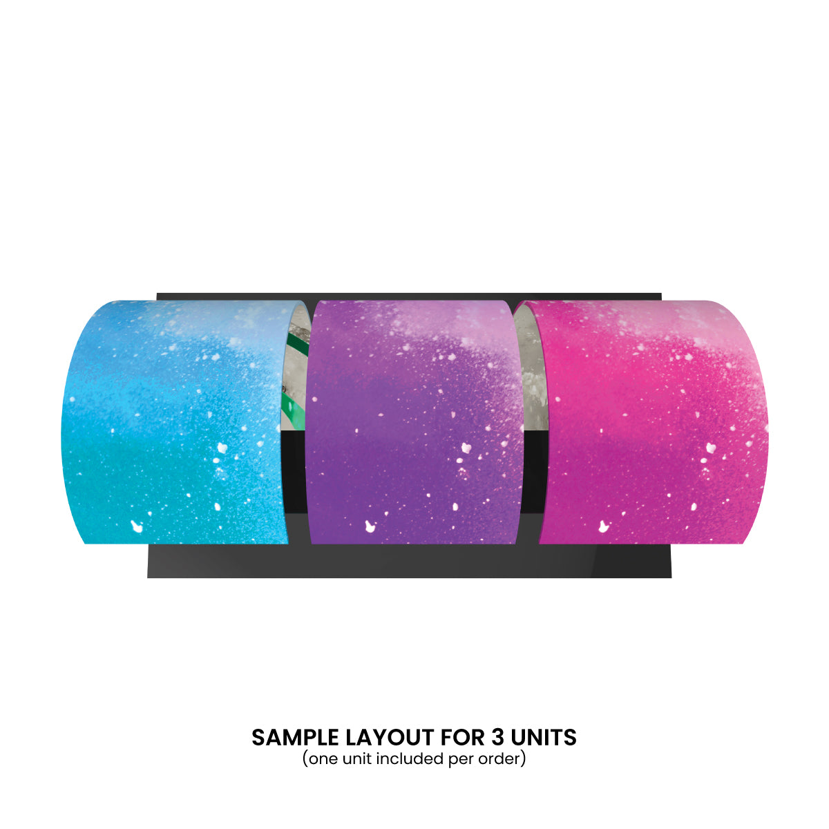 Curved trade show display panels arranged in a sample layout for exhibitions and special events