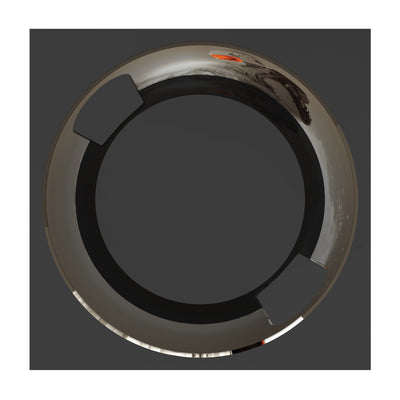 Circular modular display booth designed for trade shows and exhibitions with seating areas