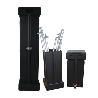 Portable trade show display case with aluminum frame components for exhibitions and events