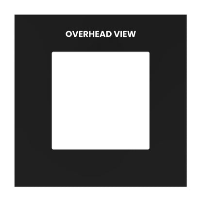 Overhead view diagram of square tower trade show display frame for exhibitions and events