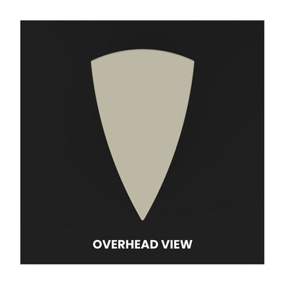 Overhead schematic view of a shield-shaped trade show tower display for exhibitions and events
