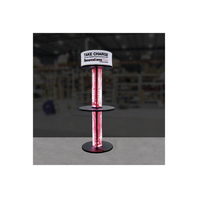 Backlit charging station tower with branded signage for trade shows and special events