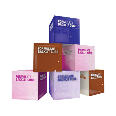 stacked formulate backlit cubes for trade shows and exhibition displays