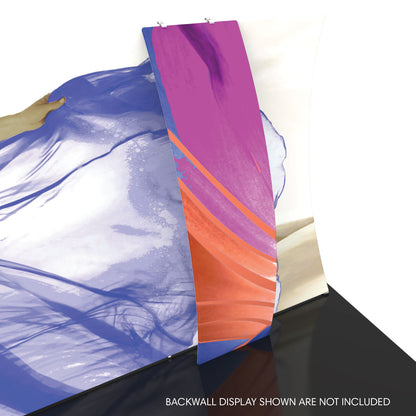 Curved trade show fabric banner panel for exhibition booth, designed for special event displays
