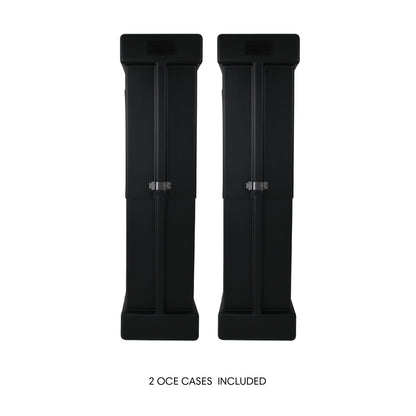 Two tall protective OCE cases for transporting trade show and exhibition displays