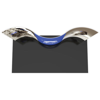 Curved trade show display with scenic adventure graphics for exhibitions and special events