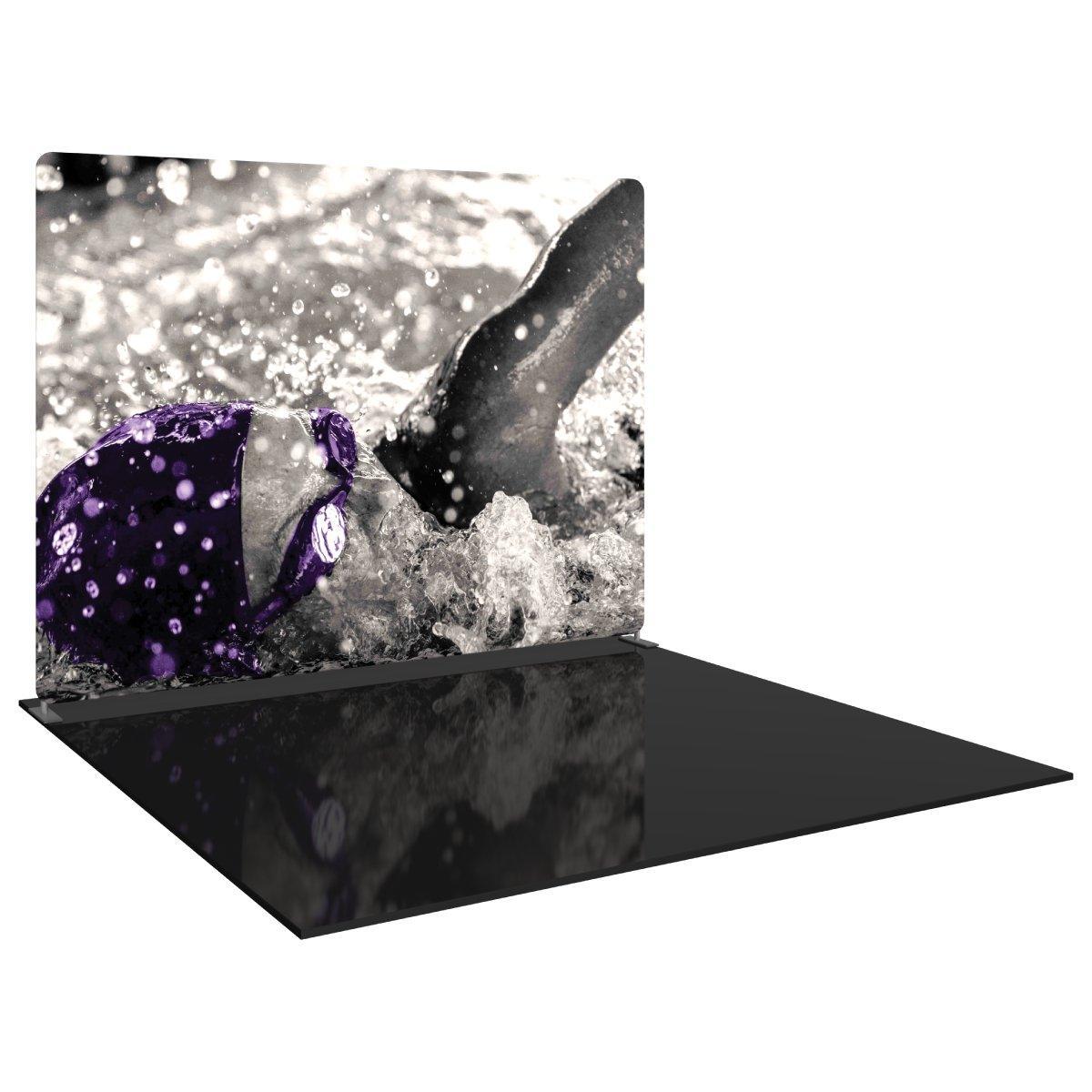 10ft straight trade show display featuring swimmer image for exhibitions and special events