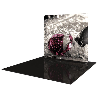 8ft straight fabric trade show display with dynamic water splash graphic for exhibitions