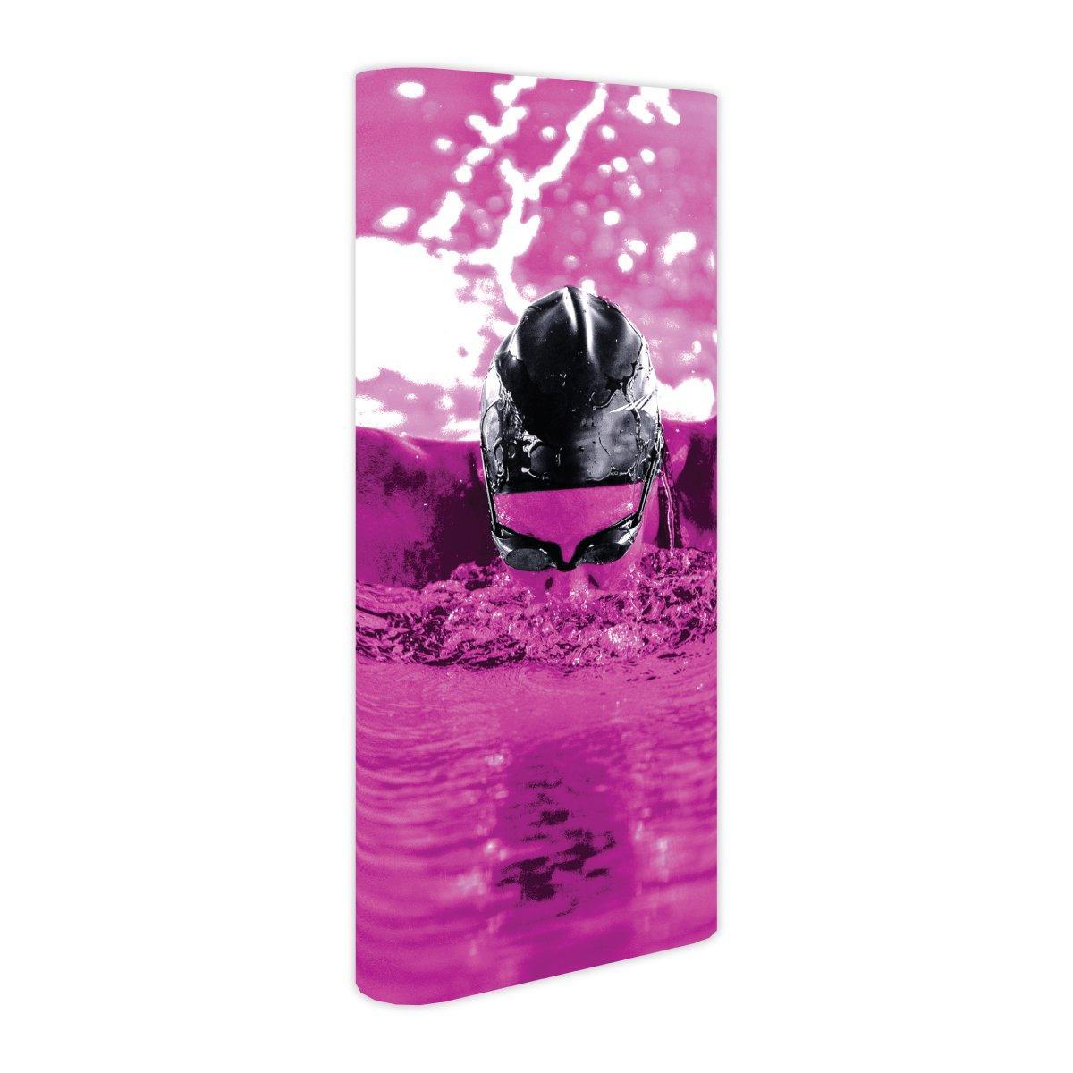 Backlit fabric trade show display featuring swimmer in action for exhibitions and events