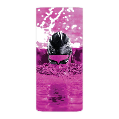 Backlit fabric trade show banner featuring a swimmer emerging from water, ideal for exhibitions and events