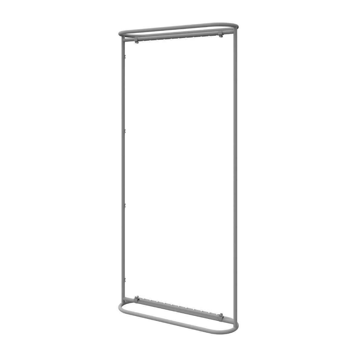 Vertical frame for backlit fabric displays ideal for trade shows, exhibitions, and special events