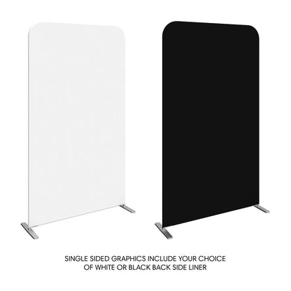 Freestanding trade show display panels with single-sided graphics and customizable back side liner options